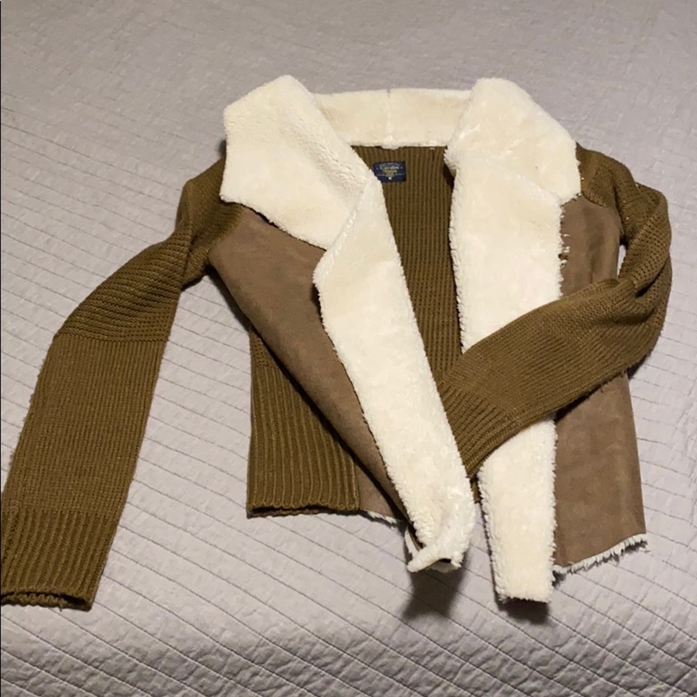 Fur/suede cardigan
